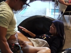 Blonde love sucks dick and gets fucked in a public place