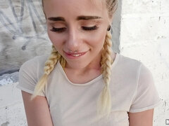 Friendly Blond Fucks In Public for Cash