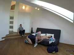 HUNT4K. Slut rides stranger's phallus while cuckold watches this