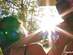 Store bryster, Brunette, Hd, Udendørs, Svømmepøl