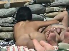 Leie, Strand, Grosser schwanz, Grosse titten, Doppelpenetration, Hardcore, Öffentlich, Titten