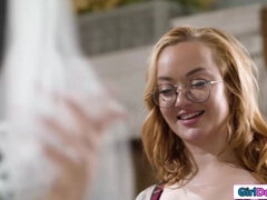 Redhead gives bride to be bff a lapdance