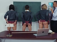 Grosse titten, Blondine, Schwanz, Gruppe, Lecken, Muschi, Student, Lehrer