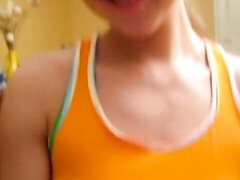 Rumpe, Blond, Kukk suging, Bakfra, Naturlige bryster, Synsvinkel, Barbert, Tenåring