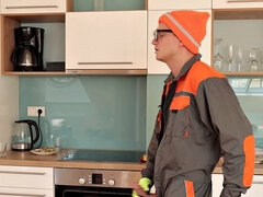 Bundão, Garganta funda, Transar de quatro, Óculos, Luvas, Cozinha, Xoxota, Uniforme