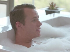 큰 가슴, 오랄섹스, 흑갈색 머리, 대단히, 보지, 샤워