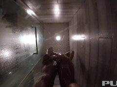 Jezebelle Bond  rinses off herself after a long sweaty day