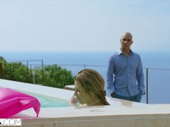 금발의, 오랄섹스, 잡힌, 대학교, 얼굴에, 머리카락이 많은, 타는, 학생