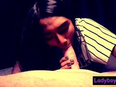 Cute Asian femboy teen blowjob and anal