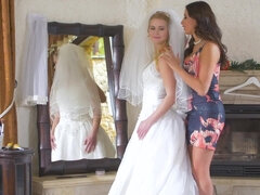 Bridesmaid Anissa Kate & bride Kate Frost share the groom in a 3some