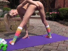 Blonde, Hd, Maigrichonne, Solo, Jarretelles, Adolescente, Nénés, Jouets