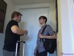 ビーチ, デカパイ, ブロンド, フェラチオ, 熟年, 淫乱熟女, 息子, オッパイの