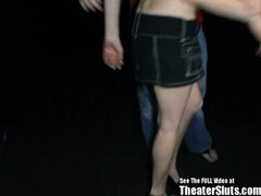 Petite Pale Party Chick GangFucked in Porno Theater