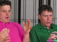 Stepmoms helps Rion and Robby release their jizz