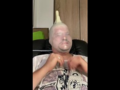 Breath play with latex gloves with zipper