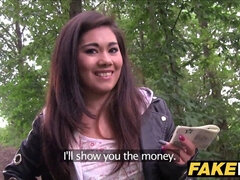 Sexy Asian chick takes a stranger's hard cock in public for some cash