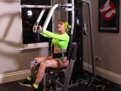 tattooed blonde mom with big ass - amateur interracial sex in gym