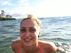 Amatör, Strand, Bikini, Flickvän, Hårig, Pov, Fitta, Mager