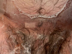 Hairy Bear Taking a Shower and Shows off Big Belly