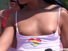 Morena, Club, Europeo, Grupo, Lesbiana, Al aire libre, Afeitado, Adolescente