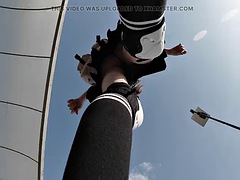 露出狂, 下着, アウトドア, パンティ, ロシア人, ティーン, ユニフォーム, スカートのぞき