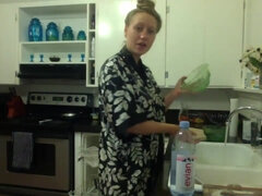 엉덩이, 큰 가슴, 집에서 만든, 부엌, 밀프, 임신한, 혼자, 가슴으로 조이기