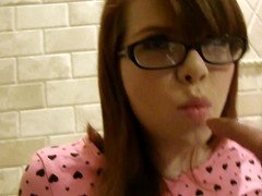 Nerdy glasses on a hottie banging in the bathroom