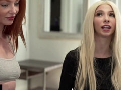 When Things Go Too Far - 18yo redhead and blonde teens cock sharing in homemade threesome