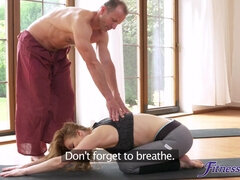 Dirty Yoga Teacher On Fitness Model - George Uhl nails fit redhead babe
