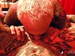 Inked up beauty Amber Luke craves a big cock