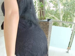 Blasen, Besamung, Hundestellung, Kleid, Flashen, Absätze, Lingerie, Rasiert