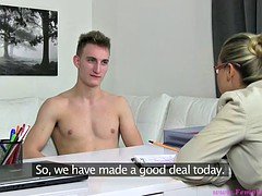 Horny Blonde Tests Out Young Guy