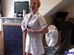 British mature nurse sharing cock in trio