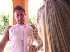 Lieveling, Slaapkamer, Blond, Hardcore, Buiten, Spuiten, Tieten likken, Vrouw