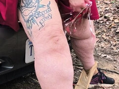 素人, アメリカ人, ぽっちゃり, 車, 女, オナニー, アウトドア, 垂れ乳