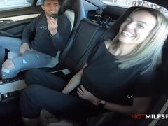 44 Year Old MILF Fucked In A Back Seat Then Tag Teamed In Threeway at Guy's House Until She Squirts