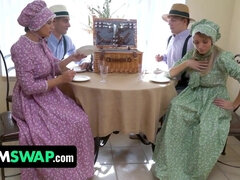 Amish StepMoms Pristine Edge And Penny Barber Convince Their Stepsons To Stay Religious - cosplay foursome