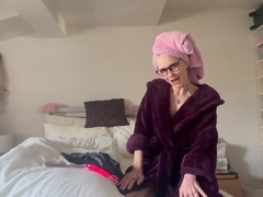 Hot Granny Jacy Plays with Sex Toy Before Gym - Solo Masturbation in 4K