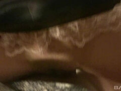 POV blowjob scene starring a cute little slut in a french maids outfit