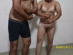 Desi Gym Girl Shows Hot Body After 2 Days Workout - Passionate Blowjob and Cumshot with Desi Boy