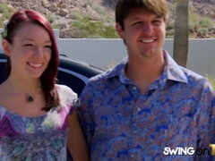 バイセクシャル, ブロンド, カップル, グループ, なめる, オマンコ, 現実, ソフトコア