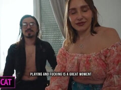 Stepmom Shares Bed with Stepson and Husband in Taboo Threesome - Cum in Pussy and Mouth