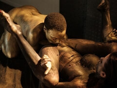 항문핥기, 흑갈색 머리, 핑거링, 키스, 수음, 보지, 면도된, 짧은 머리