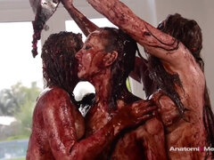 フェティッシュ, 食べ物, Hd, キス, レズビアン, 三人, おもちゃ