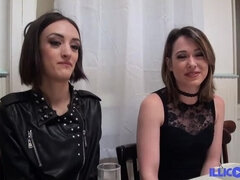 Marie and Sophie two naughty brunettes share a cock