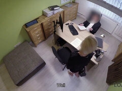 Intervju, Blondin, Par, Tjeckisk, Hd, Pengar, Kontor, Tonåring