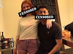 9 INCH Latino Cock Tears REDhead Teen Pussy Up! WOW!