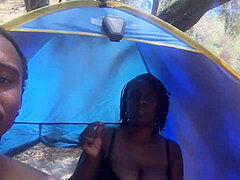 Tent intercourse in the woods