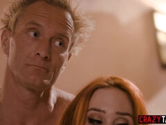 Perverted stepson joined rough loud sex