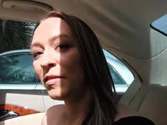 Raelynn Taylor close up fucked in the backseat gobbles cum